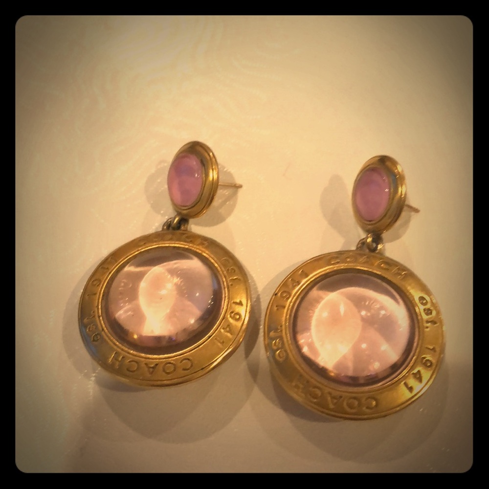 Genuine Coach Pink & Gold Earrings